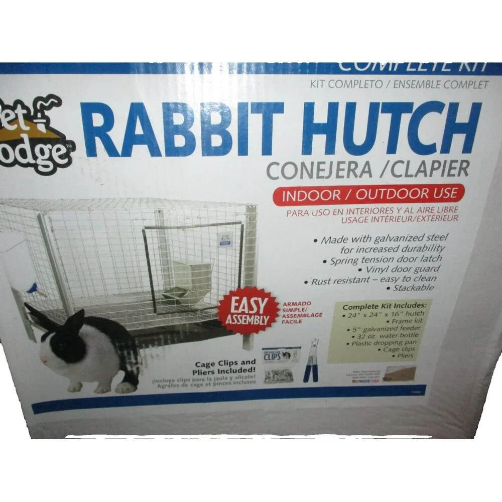 Pet Lodge Rabbit Hutch Complete Kit 24 in. x 24 in. x 16 in. Wire Mesh Cage